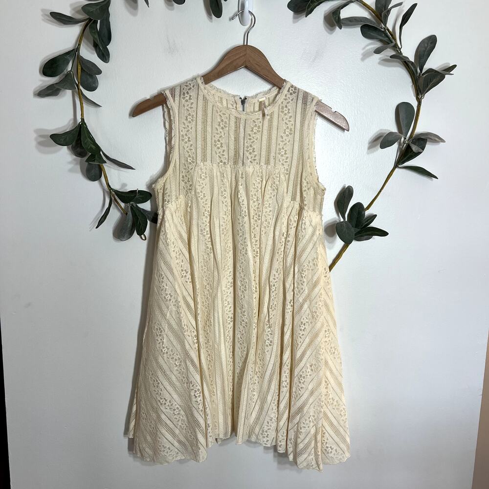 Free People Cream Lace Swing Dress LAST CALL